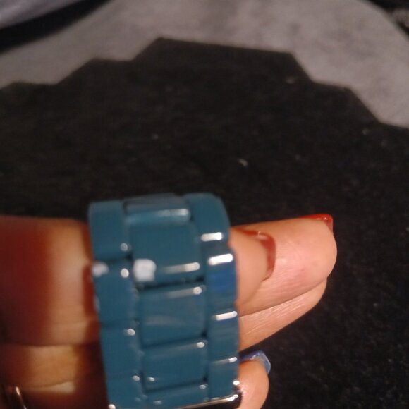 Michael Kors Blue/Green Watch w/Rhinestones - Picture 9 of 10